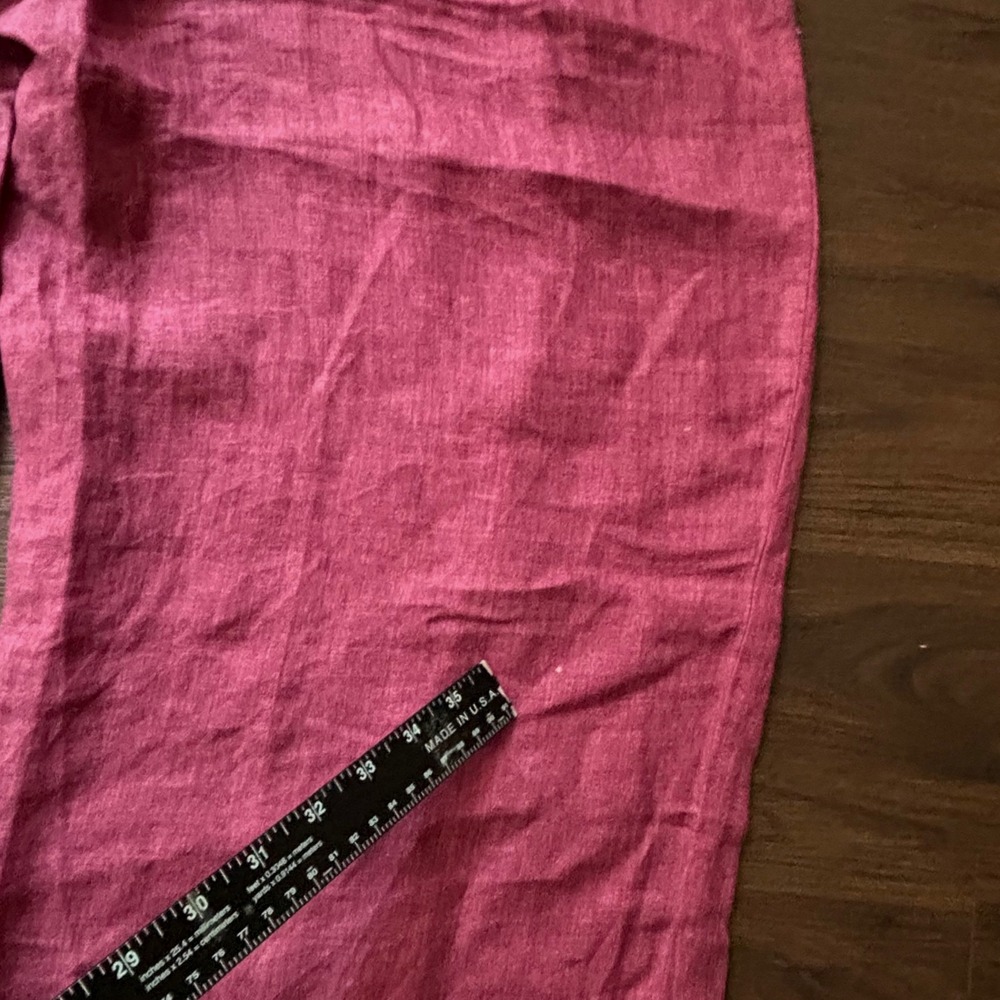 Eileen Fisher Pants Womens Large Pink 100% Organic Linen Wide Leg Crop Elastic L - Picture 6 of 10